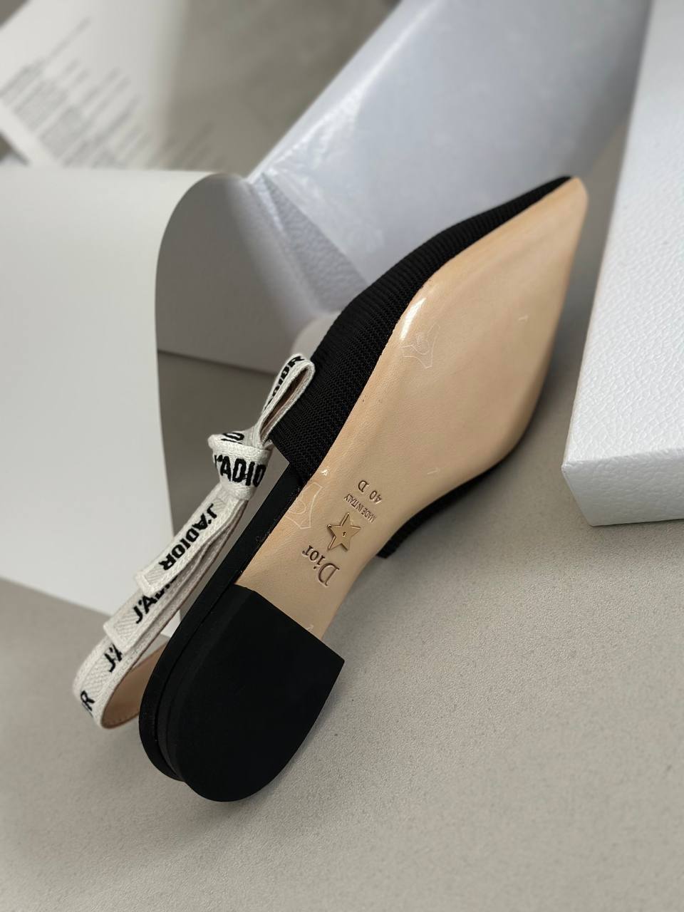 Jadior Slingback Flat Fabric / Patent Leather