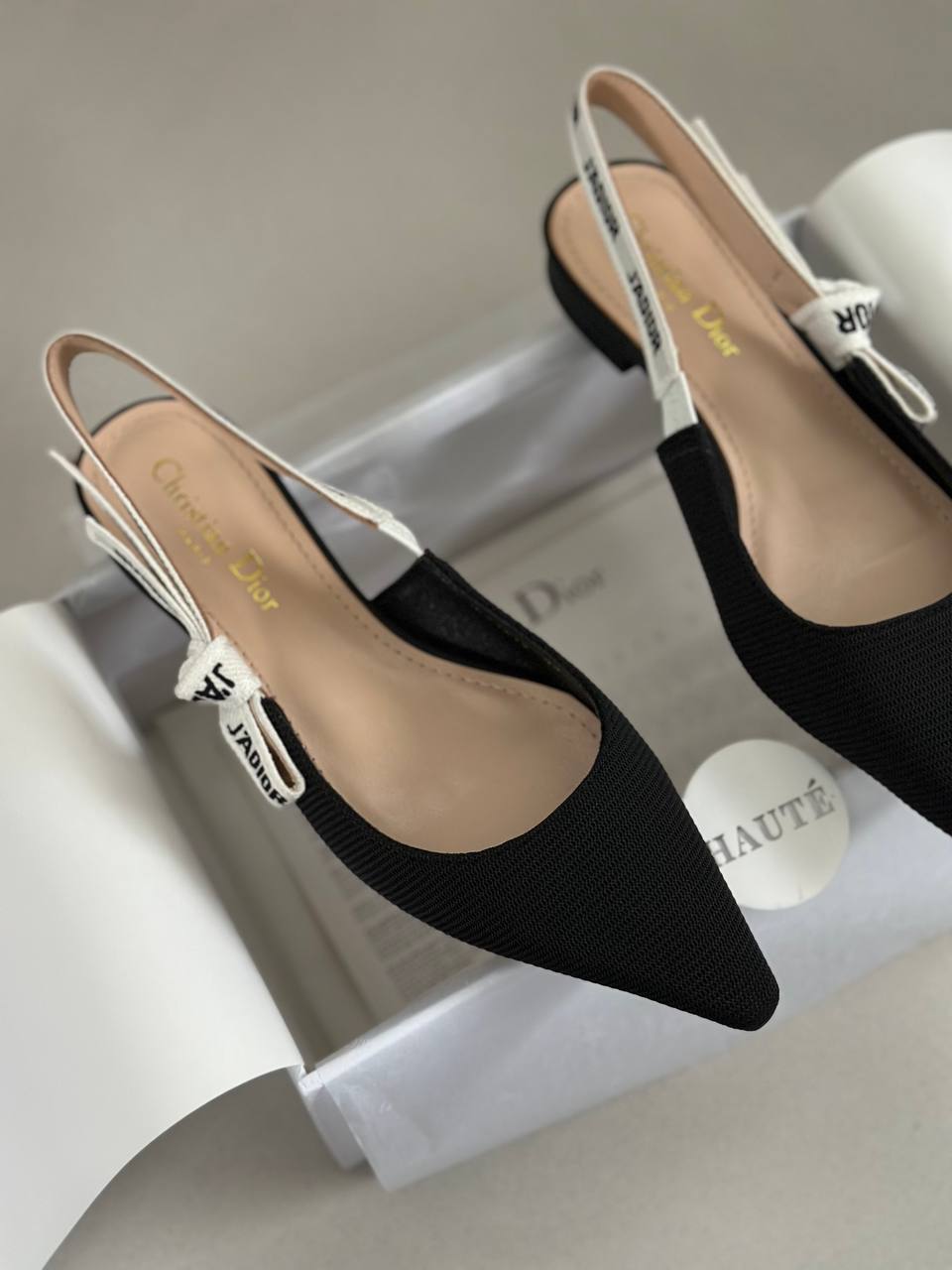 Jadior Slingback Flat Fabric / Patent Leather