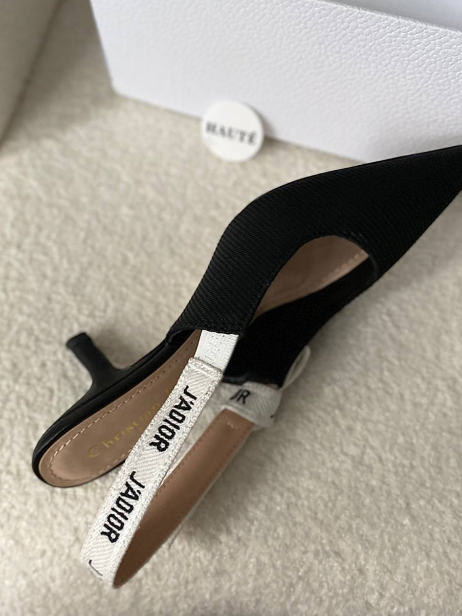 Jadior Slingback Pump in Black Technical Fabric 6.5cm & 9.5cm Heels | Women Heels Ready Stock