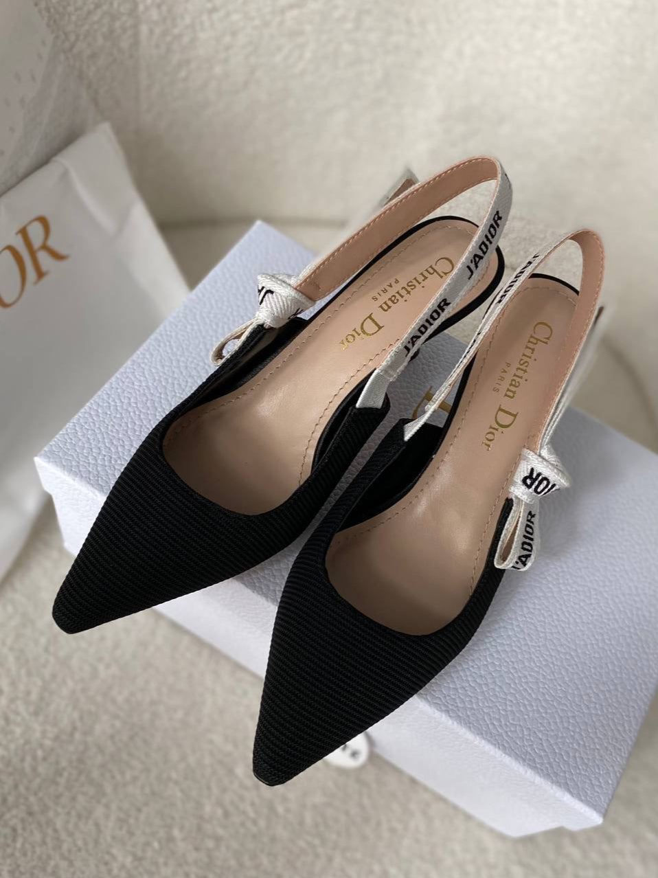 Jadior Slingback Pump in Black Technical Fabric 6.5cm & 9.5cm Heels | Women Heels Ready Stock