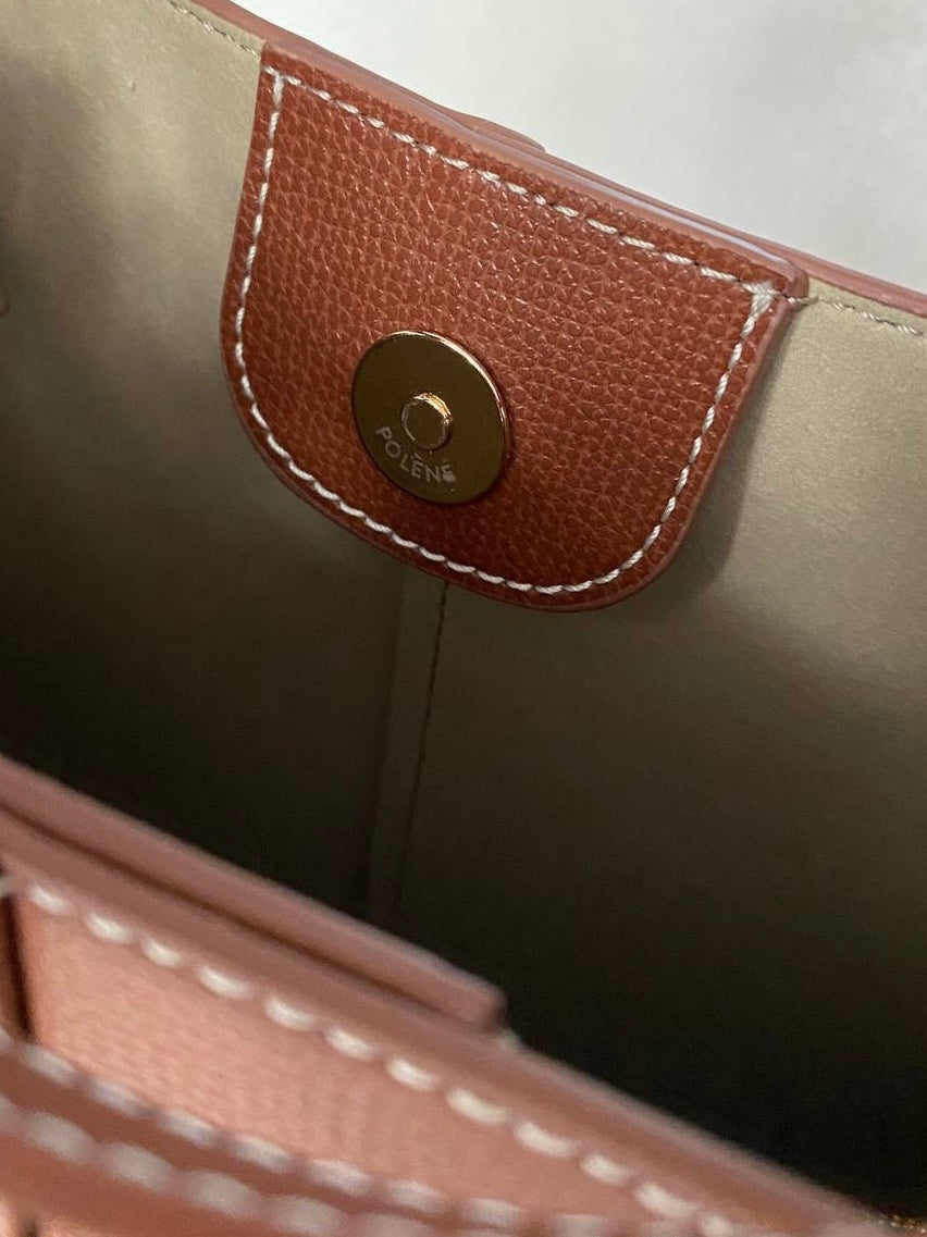 Polene Cyme Mini / Large Shoulder Bag in Calfskin Leather | Ready Stock Camel Taupe Cognac Black