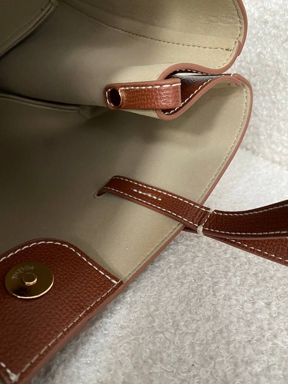 Polene Cyme Mini / Large Shoulder Bag in Calfskin Leather | Ready Stock Camel Taupe Cognac Black