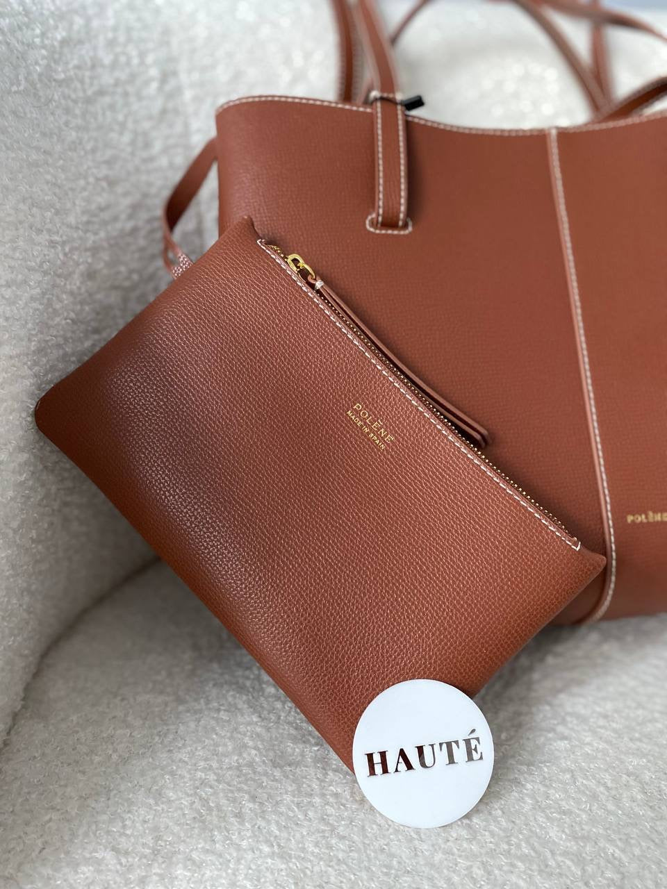 Polene Cyme Mini / Large Shoulder Bag in Calfskin Leather | Ready Stock Camel Taupe Cognac Black