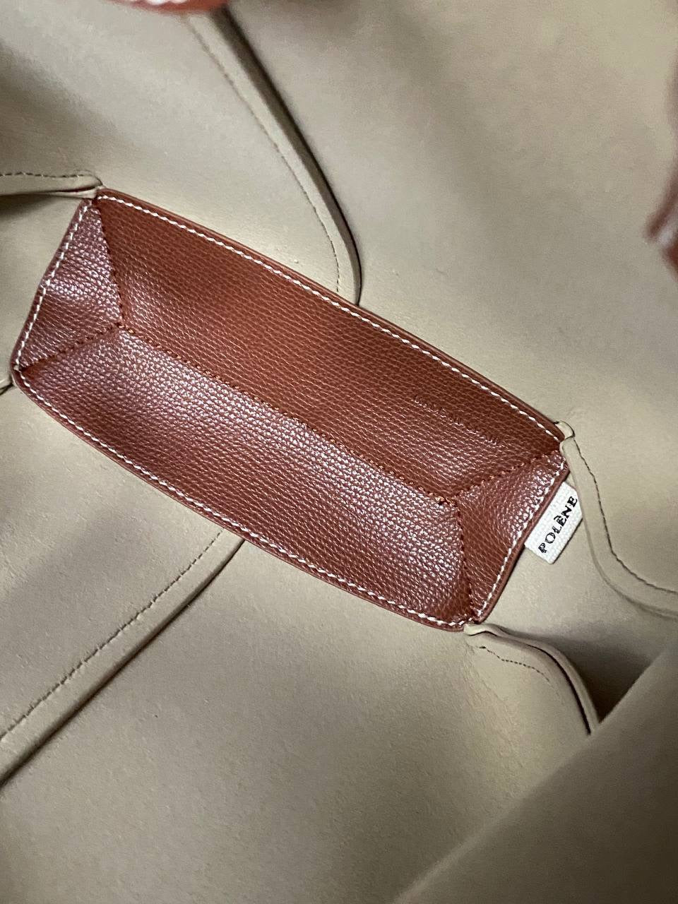 Polene Cyme Mini / Large Shoulder Bag in Calfskin Leather | Ready Stock Camel Taupe Cognac Black