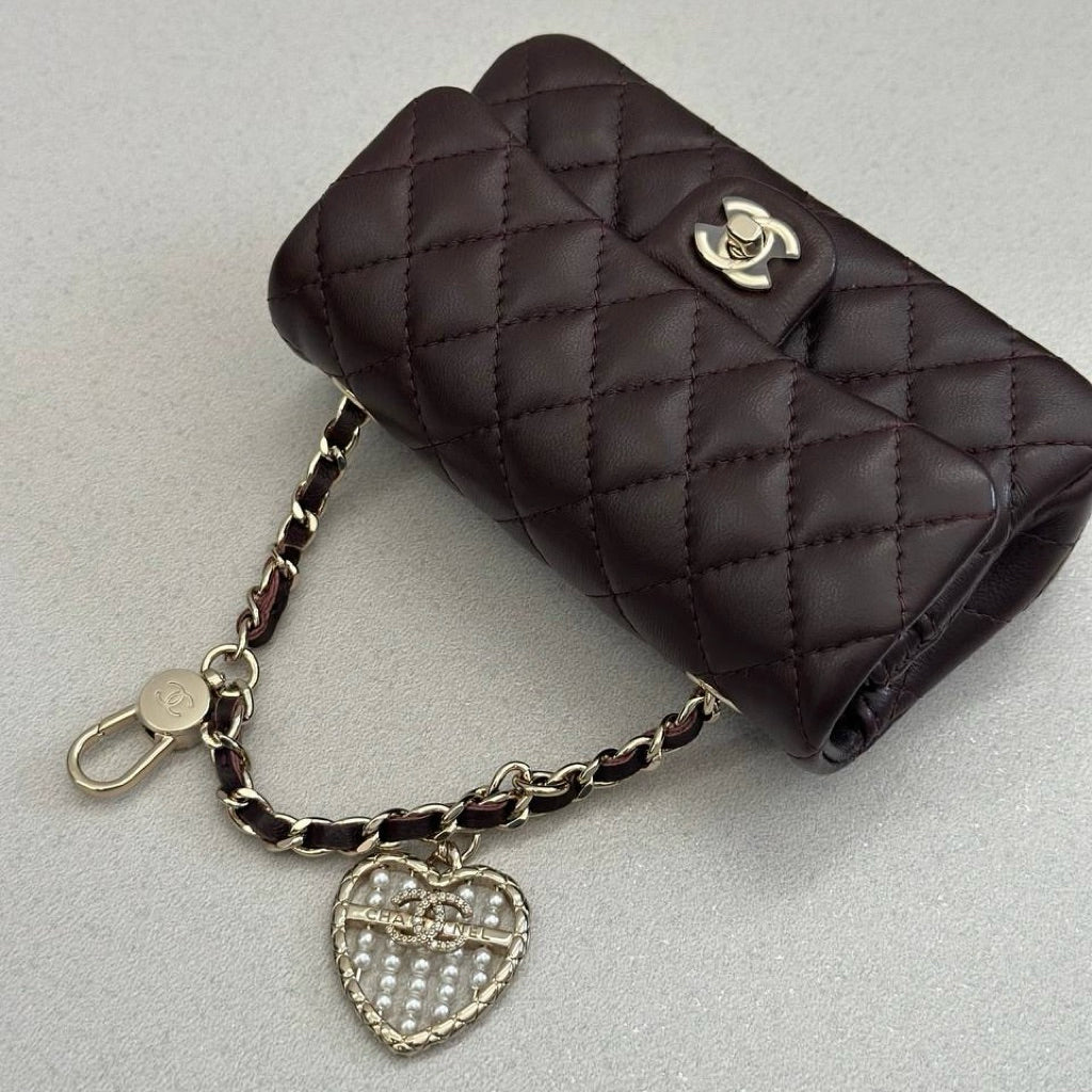 Chanel Classic Mini Bag with Hook Lambskin Real Leather| Bag Charm