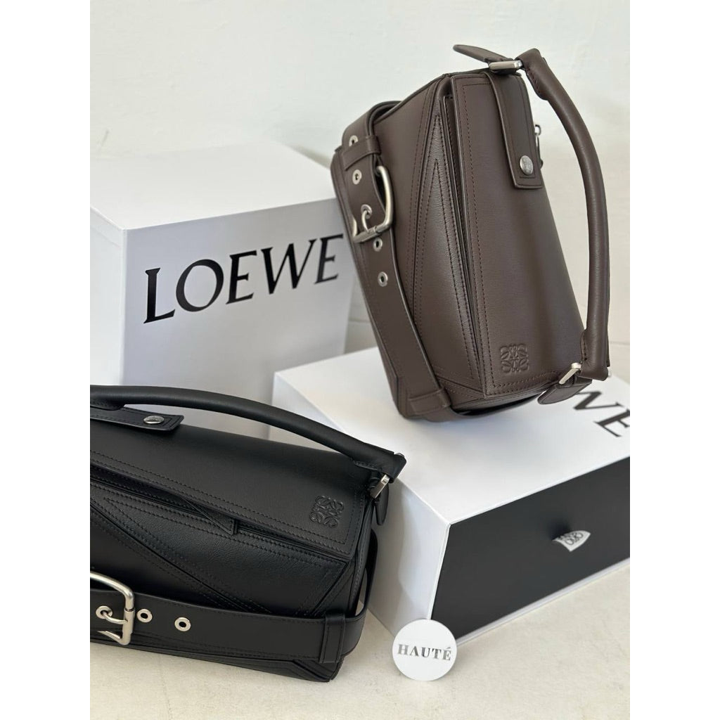 Loewe Puzzle Biker Bag in Shiny Calfskin | Shoulder and Crossbody Hand Carry Women Real Leather Calfskin