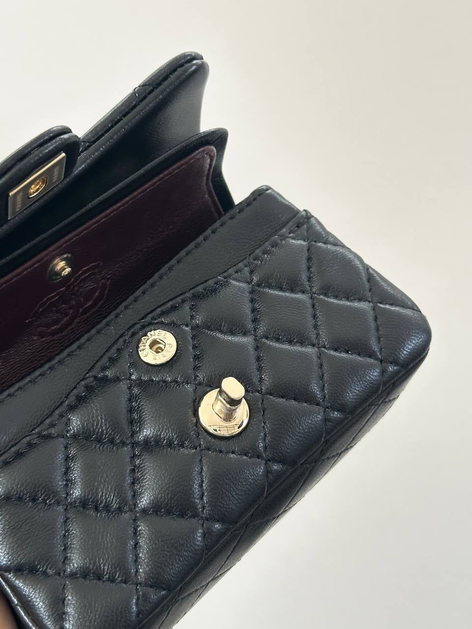 Chanel Classic Mini Bag with Hook Lambskin Real Leather| Bag Charm