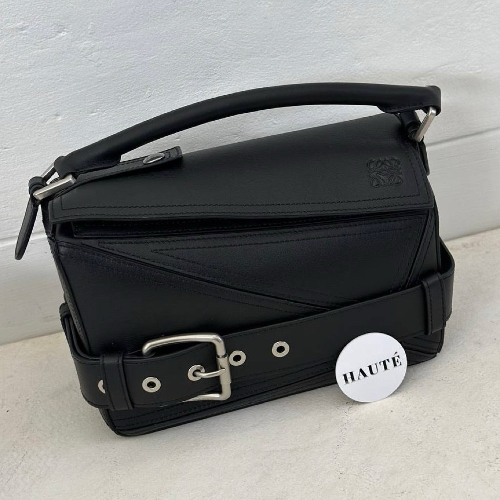 Loewe Puzzle Biker Bag in Shiny Calfskin | Shoulder and Crossbody Hand Carry Women Real Leather Calfskin