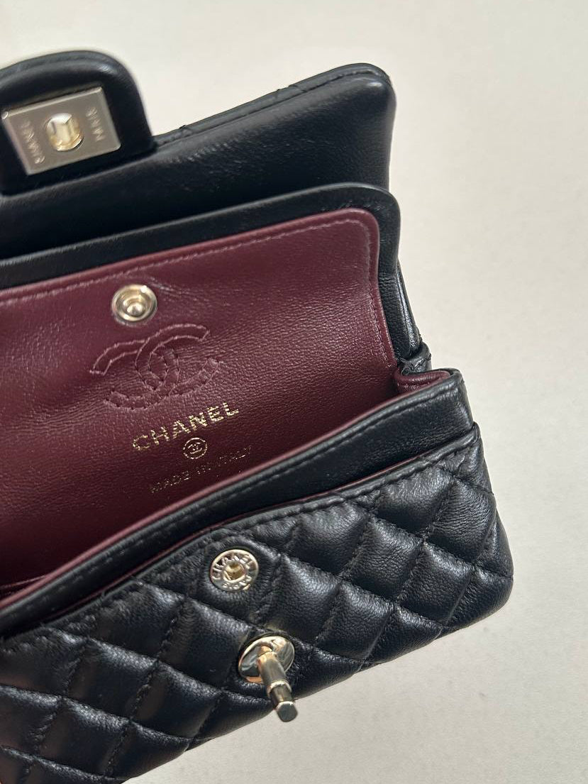 Chanel Classic Mini Bag with Hook Lambskin Real Leather| Bag Charm