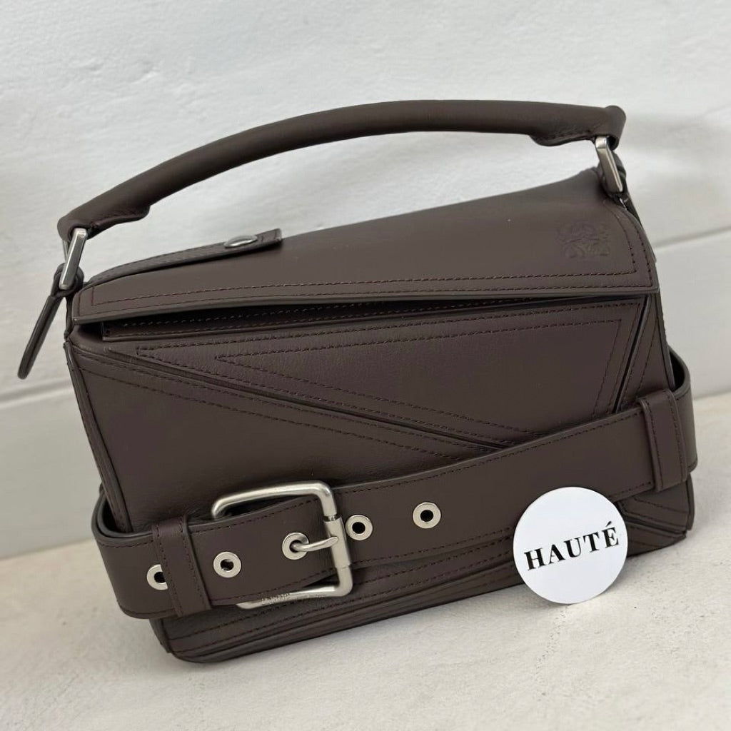 Loewe Puzzle Biker Bag in Shiny Calfskin | Shoulder and Crossbody Hand Carry Women Real Leather Calfskin