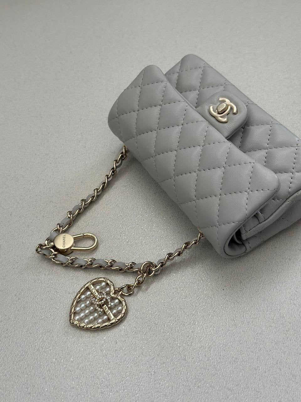 Chanel Classic Mini Bag with Hook Lambskin Real Leather| Bag Charm