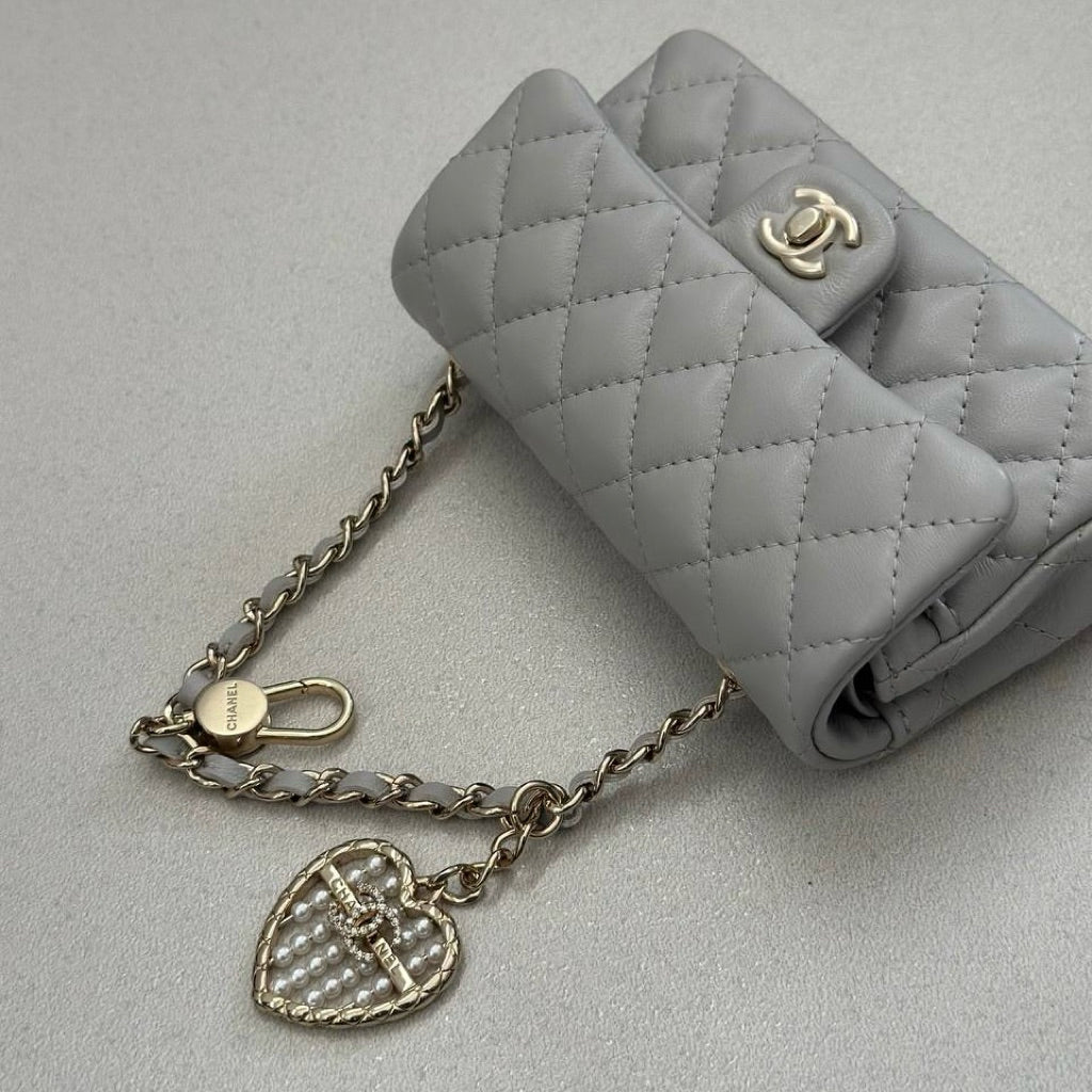 Chanel Classic Mini Bag with Hook Lambskin Real Leather| Bag Charm