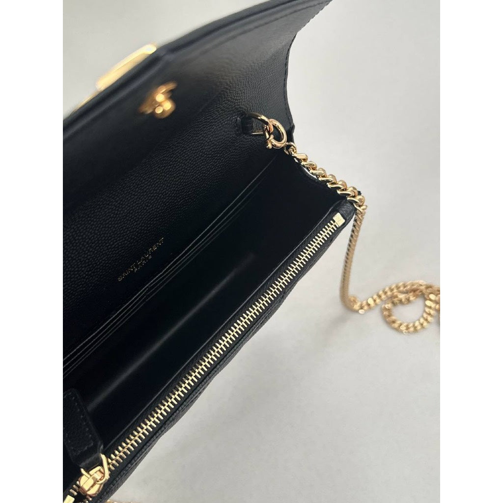 YSL Monogram Wallet on Chain size 19 in Lambskin Leather