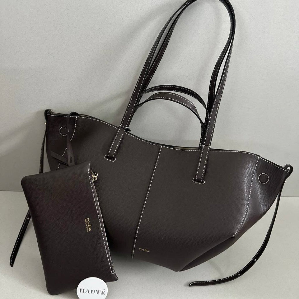 Polene Cyme Mini / Large Shoulder Bag in Calfskin Leather | Ready Stock Camel Taupe Cognac Black