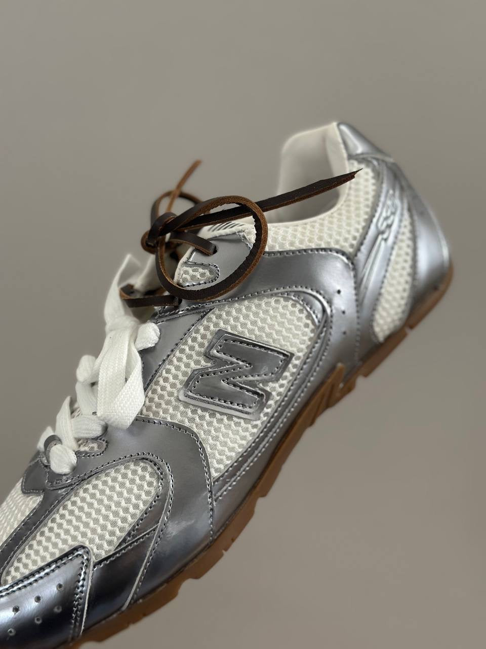 Miu Miu x NB Suede Sneakers Ecru Cinnamon White Ready Stock