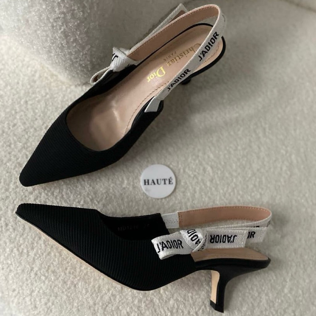 Jadior Slingback Pump in Black Technical Fabric 6.5cm & 9.5cm Heels | Women Heels Ready Stock