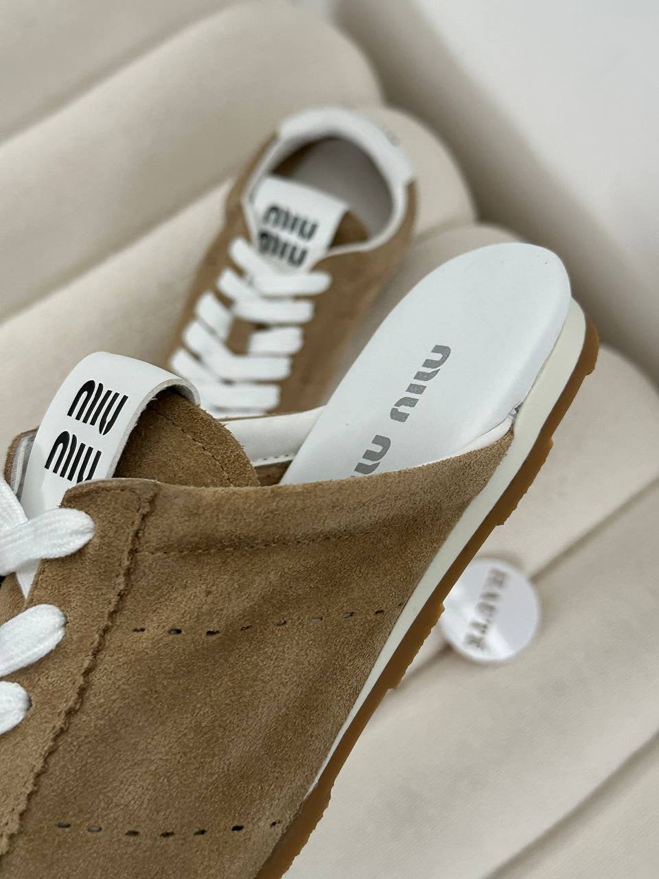 Miu Miu Plume Suede Sneakers Sepatu Fashion Branded Wanita