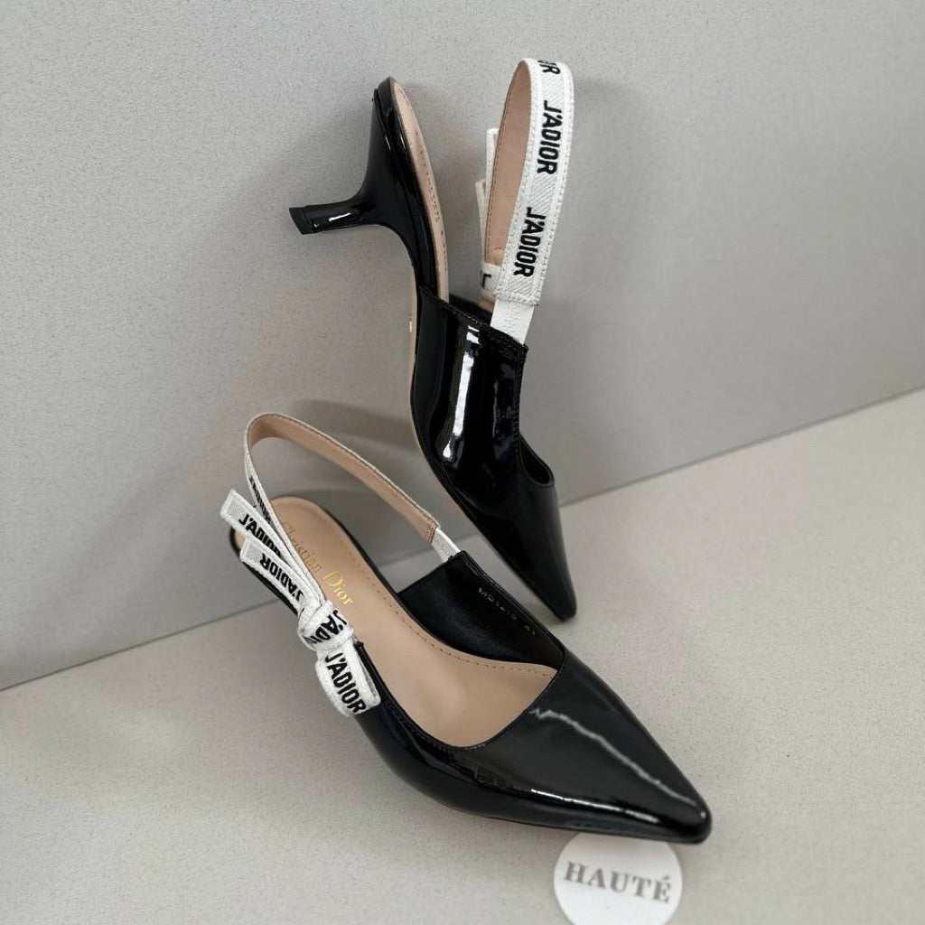 Jadior Slingback Pump in Black Technical Fabric 6.5cm & 9.5cm Heels | Women Heels Ready Stock