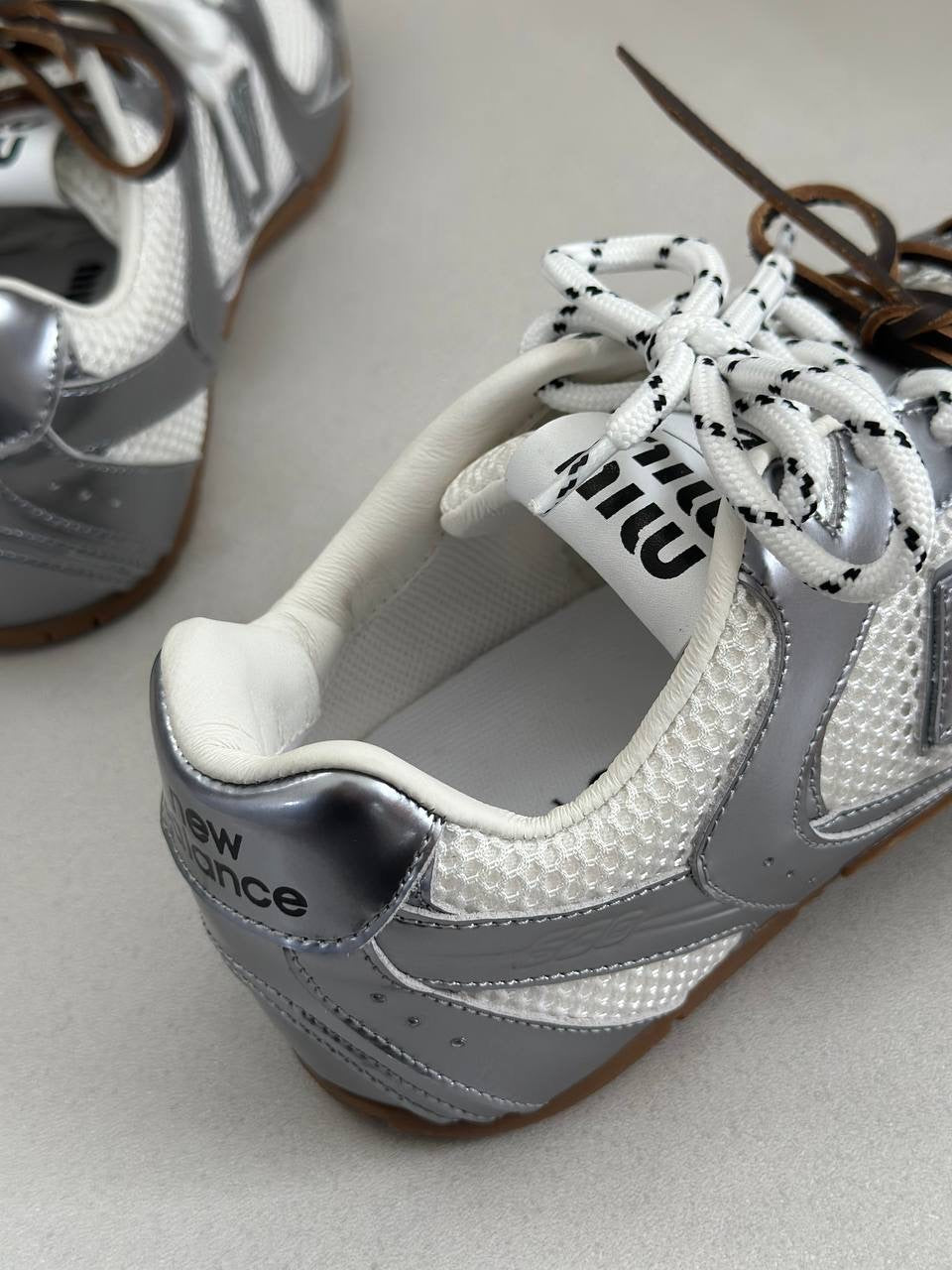 Miu Miu x NB Suede Sneakers Ecru Cinnamon White Ready Stock