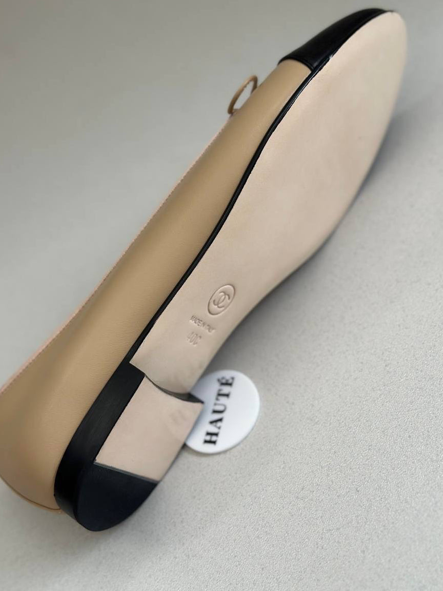 Chanel Ballet Logo Stitch Lambskin Leather Ballerina Flat | Women’s Flat Shoes Real leather
