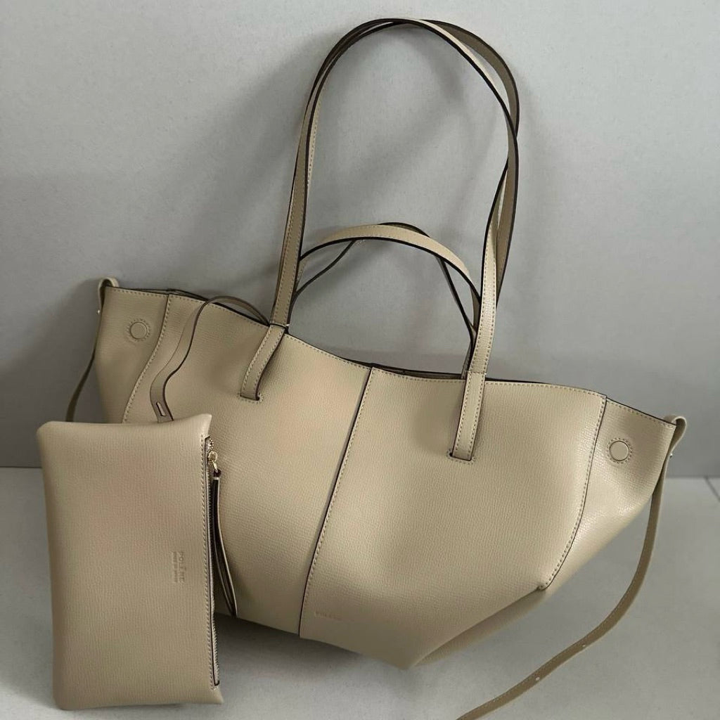 Polene Cyme Mini / Large Shoulder Bag in Calfskin Leather | Ready Stock Camel Taupe Cognac Black