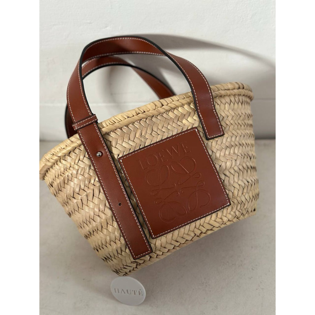 Loewe Square Basket Bag in Raffia & Calfskin