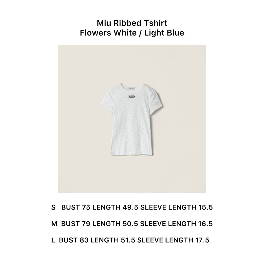 Miumiu Ribbed Jersey Tank Top Flowers Print | Ribbed Jersey Tshirt