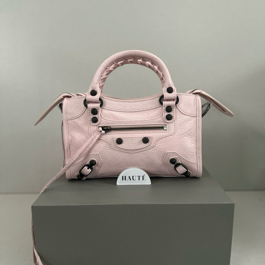 Prive - Balenciaga Le City Women Shoulder Bag | Real Lambskin Leather with Zipper Pocket Removable Mirror