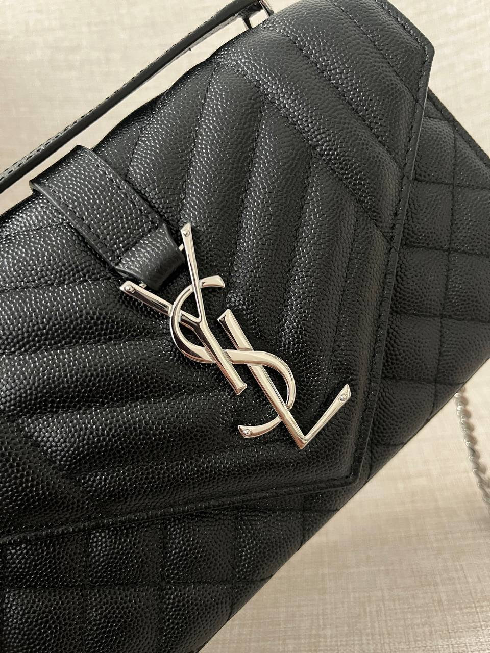 YSL Envelope Hand Bag in Genuine Grain Leather