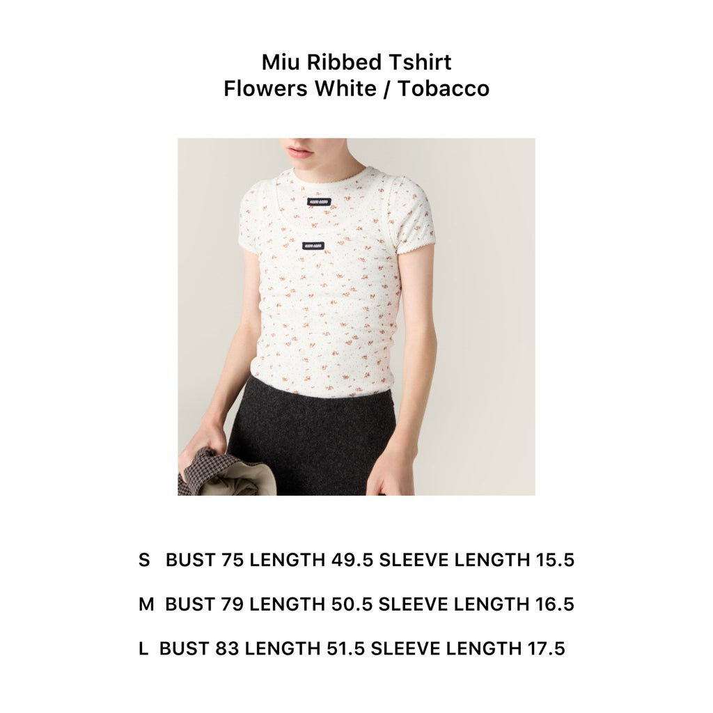 Miumiu Ribbed Jersey Tank Top Flowers Print | Ribbed Jersey Tshirt