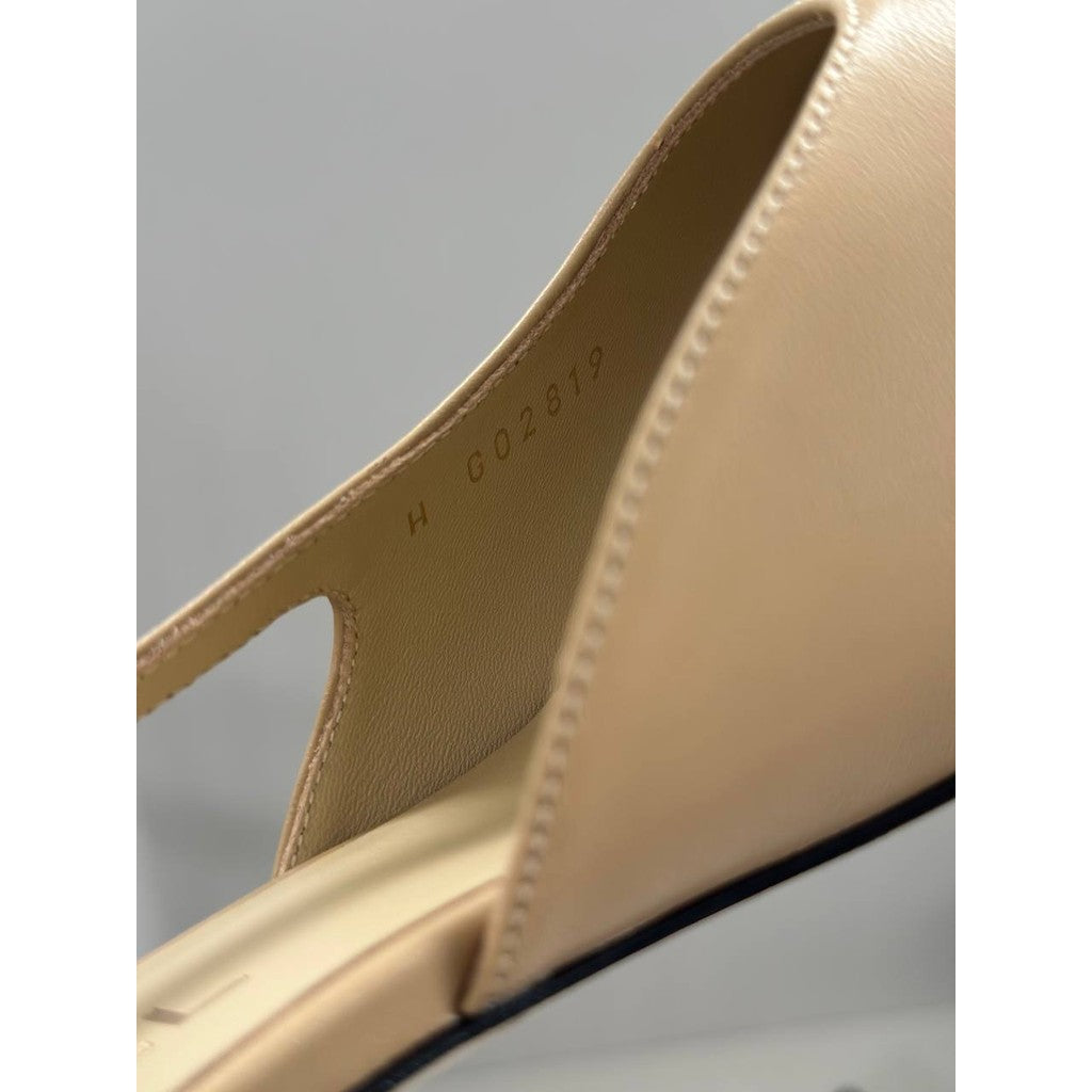 Chanel Classic Slingback Pump Leather Beige Black | Ready Stock