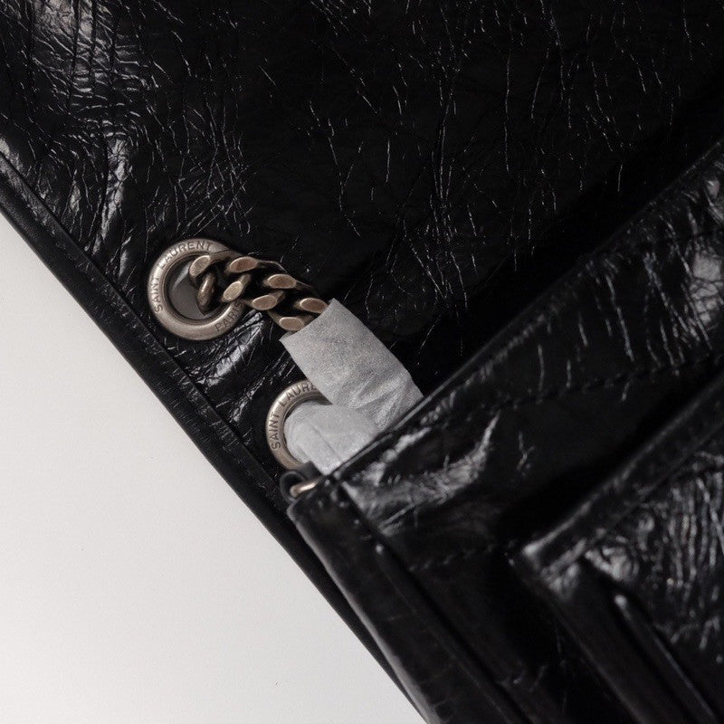 YSL Niki Handbag Crinkled Leather Baby Medium