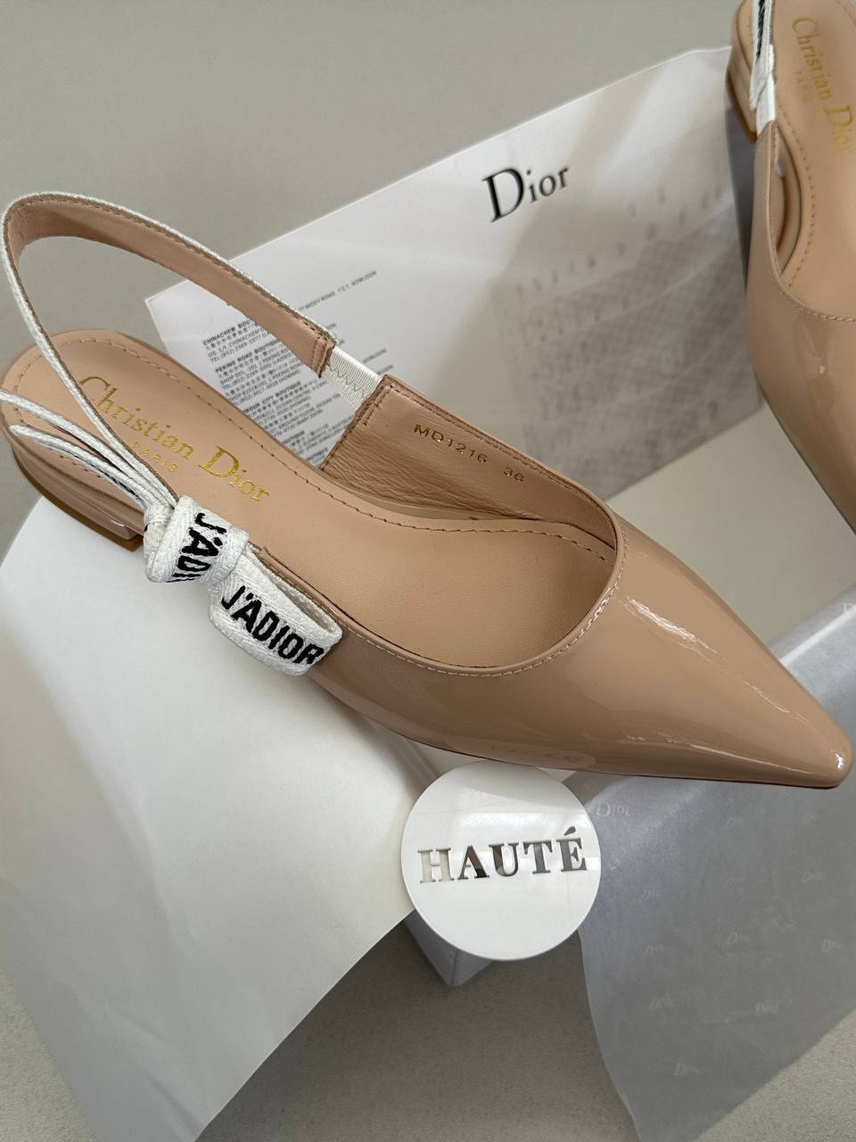 Jadior Slingback Flat Fabric / Patent Leather