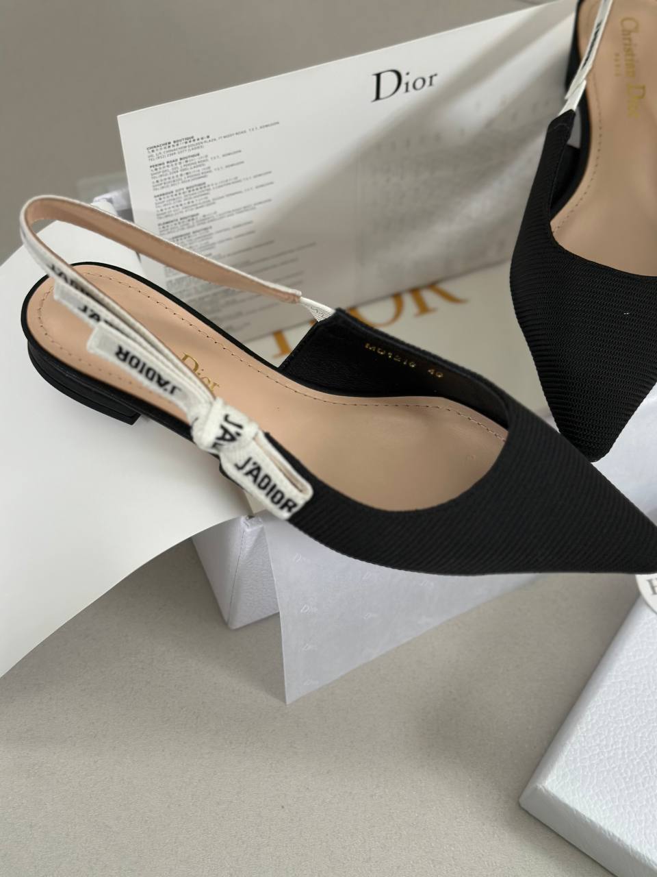 Jadior Slingback Flat Fabric / Patent Leather