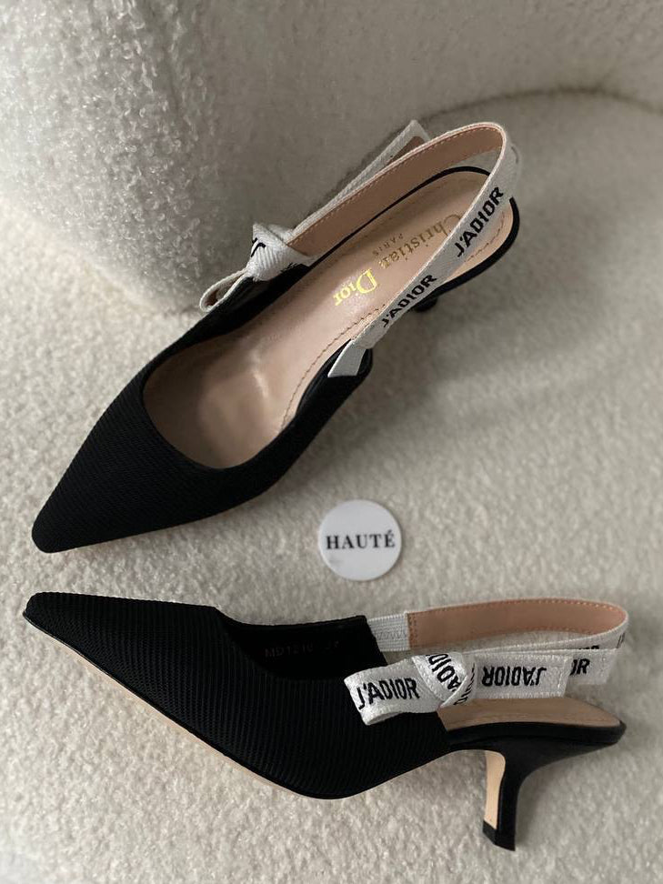 Jadior Slingback Pump in Black Technical Fabric 6.5cm & 9.5cm Heels | Women Heels Ready Stock