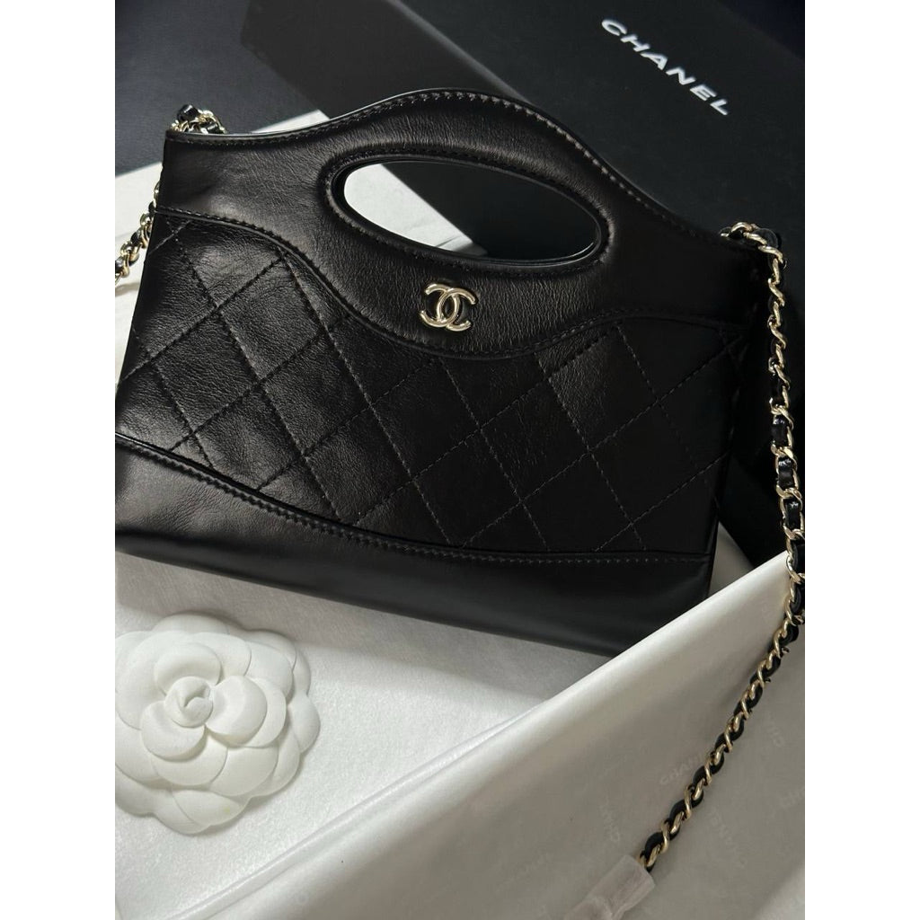 Prive - C31 Nano Purse with Chain Real Lambskin Leather Crossbody Bag