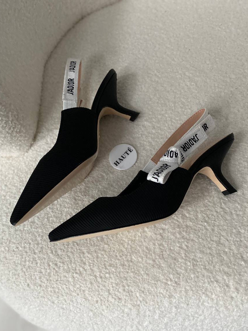 Jadior Slingback Pump in Black Technical Fabric 6.5cm & 9.5cm Heels | Women Heels Ready Stock