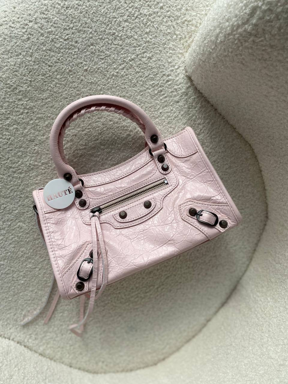 Prive - Balenciaga Le City Women Shoulder Bag | Real Lambskin Leather with Zipper Pocket Removable Mirror