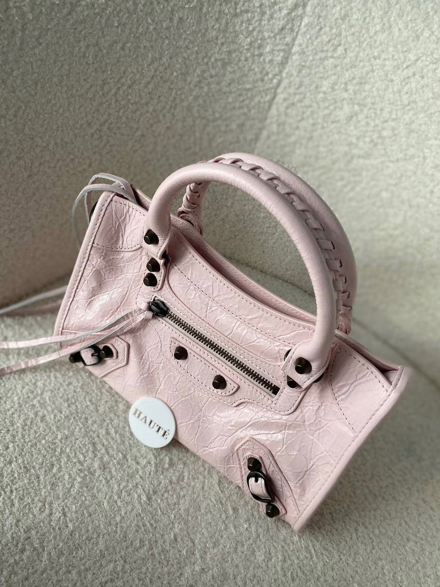 Prive - Balenciaga Le City Women Shoulder Bag | Real Lambskin Leather with Zipper Pocket Removable Mirror