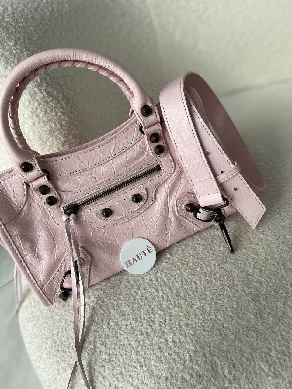 Prive - Balenciaga Le City Women Shoulder Bag | Real Lambskin Leather with Zipper Pocket Removable Mirror