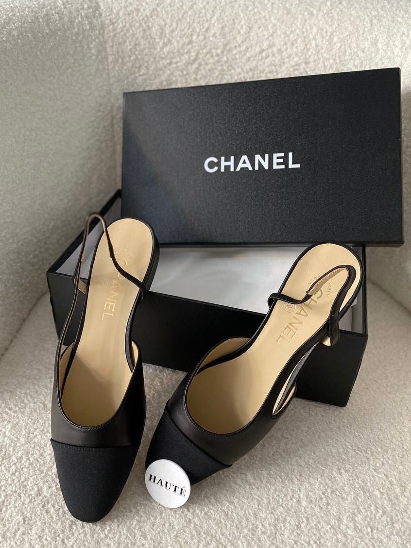 Chanel Classic Slingback Flat Beige Black – Two Tone Cap Toe Ready Stock