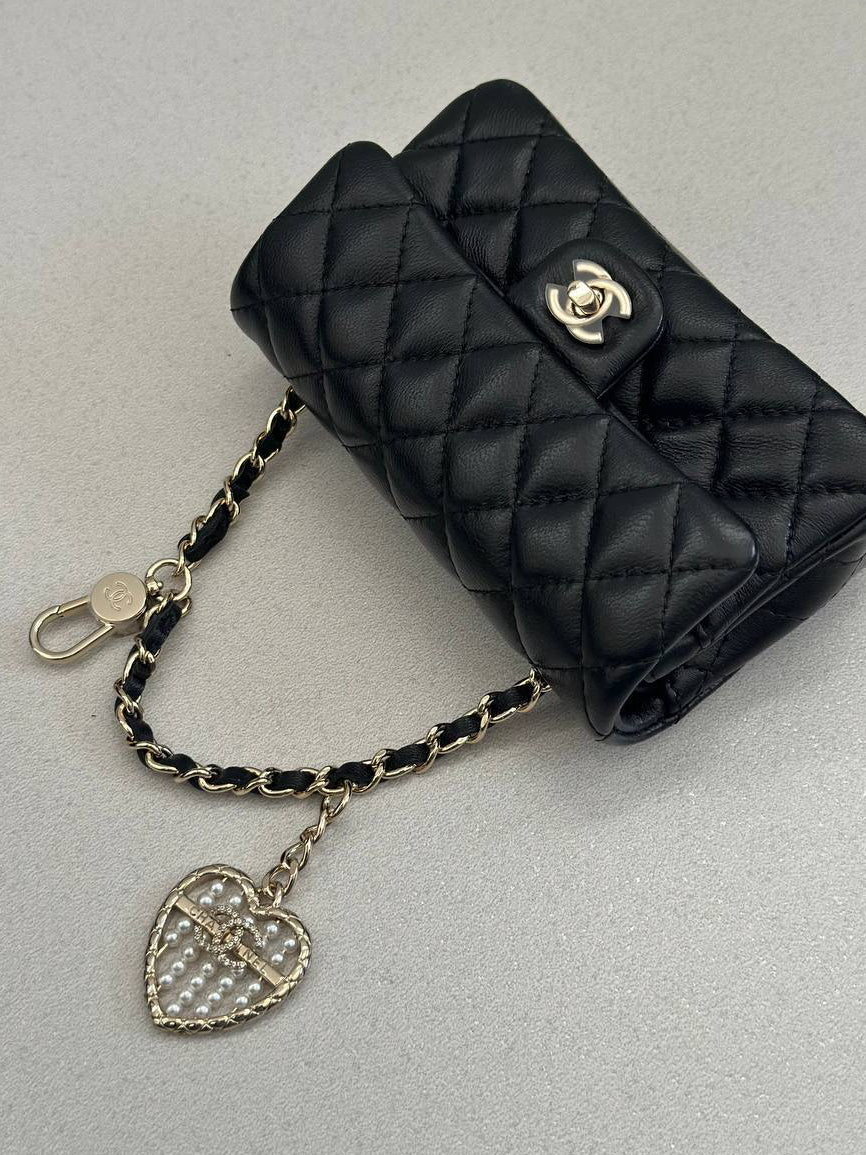 Chanel Classic Mini Bag with Hook Lambskin Real Leather| Bag Charm