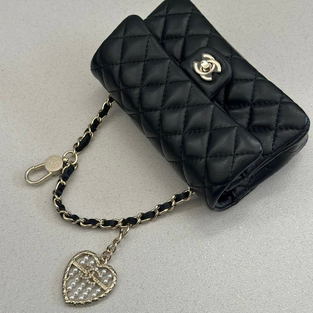 Chanel Classic Mini Bag with Hook Lambskin Real Leather| Bag Charm