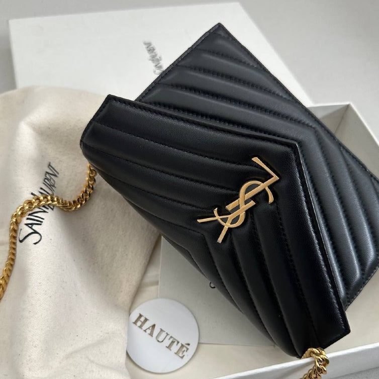 YSL Monogram Wallet on Chain size 19 in Lambskin Leather