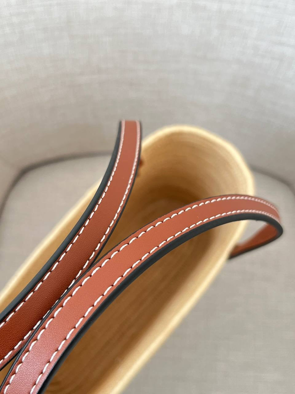 Loewe Square Basket Bag in Raffia & Calfskin