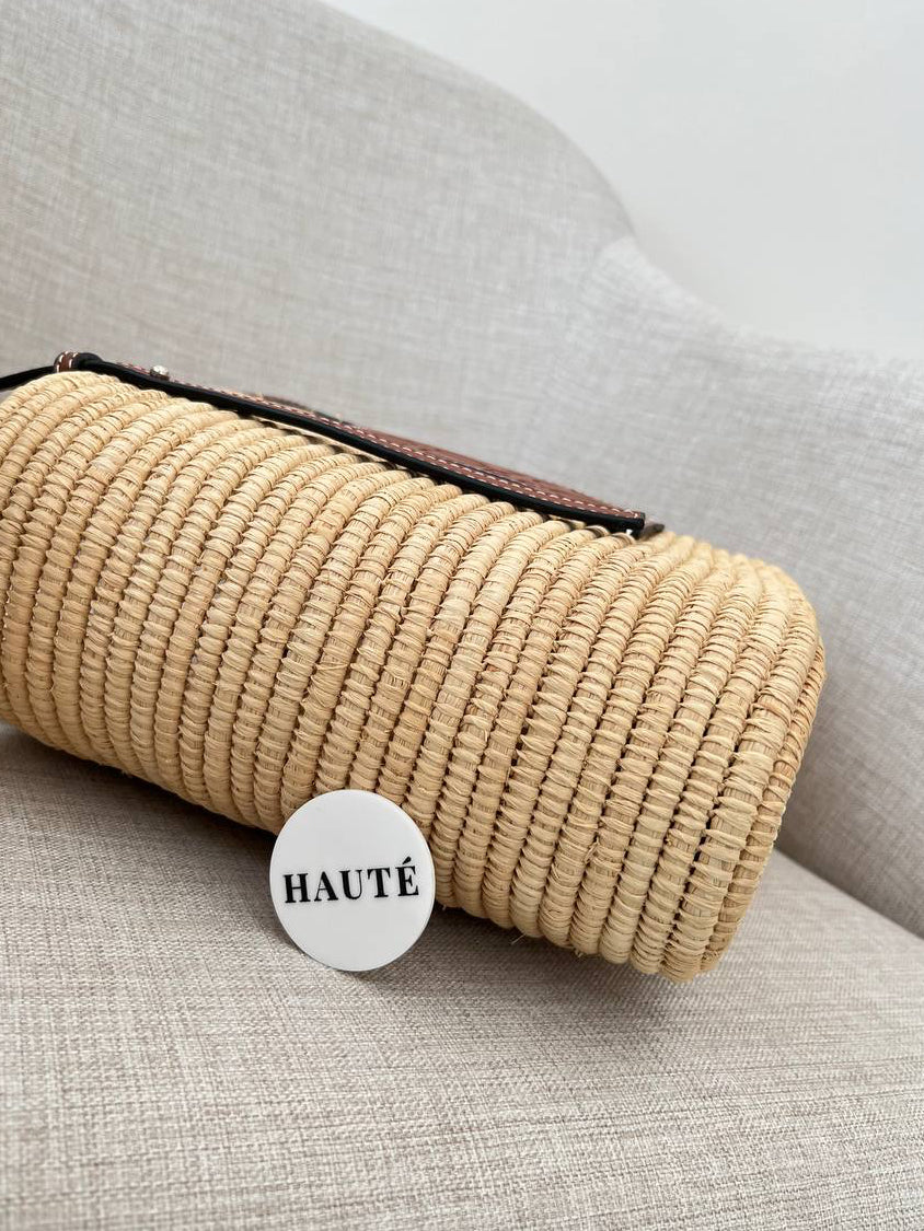 Loewe Square Basket Bag in Raffia & Calfskin
