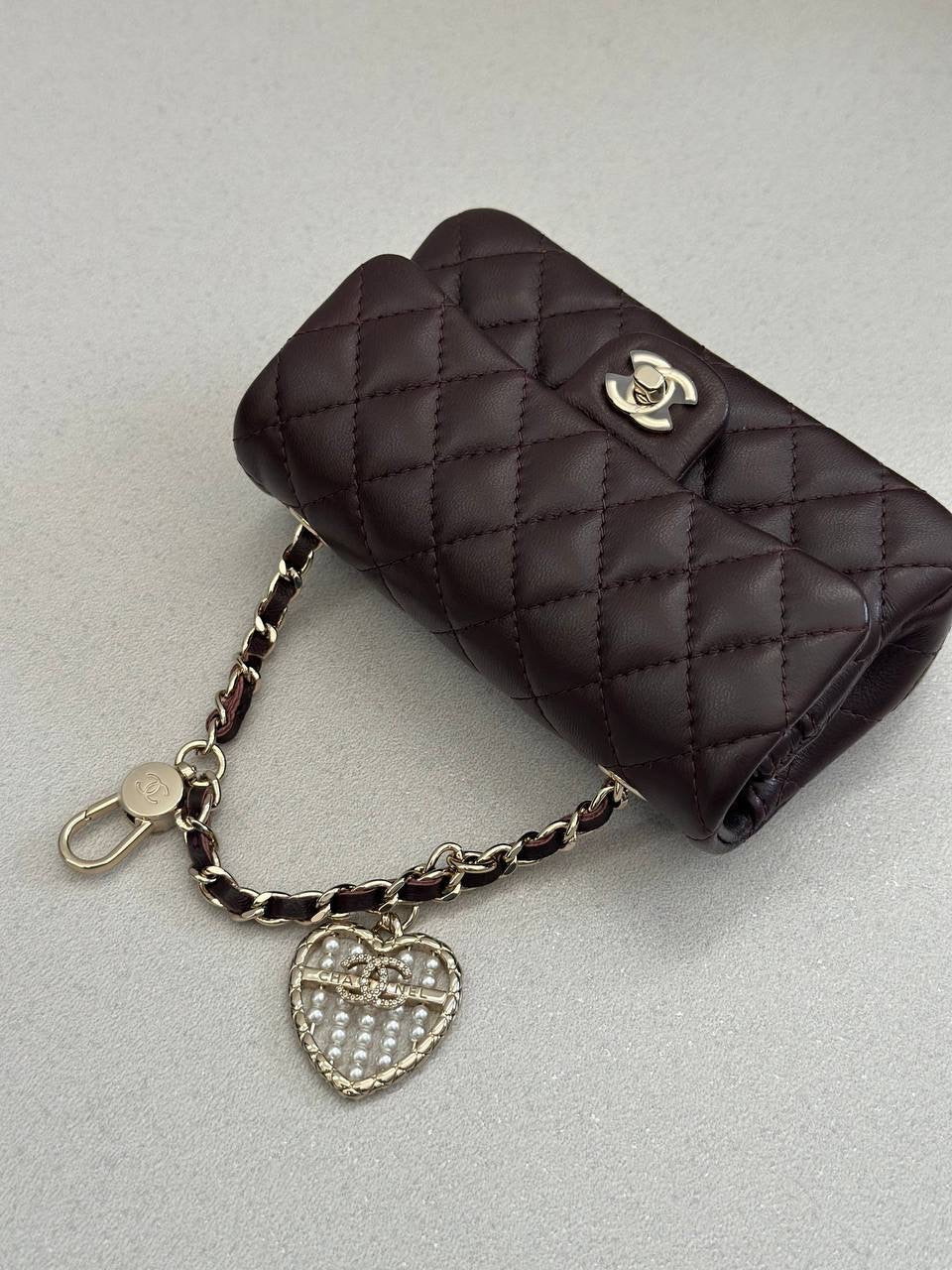 Chanel Classic Mini Bag with Hook Lambskin Real Leather| Bag Charm