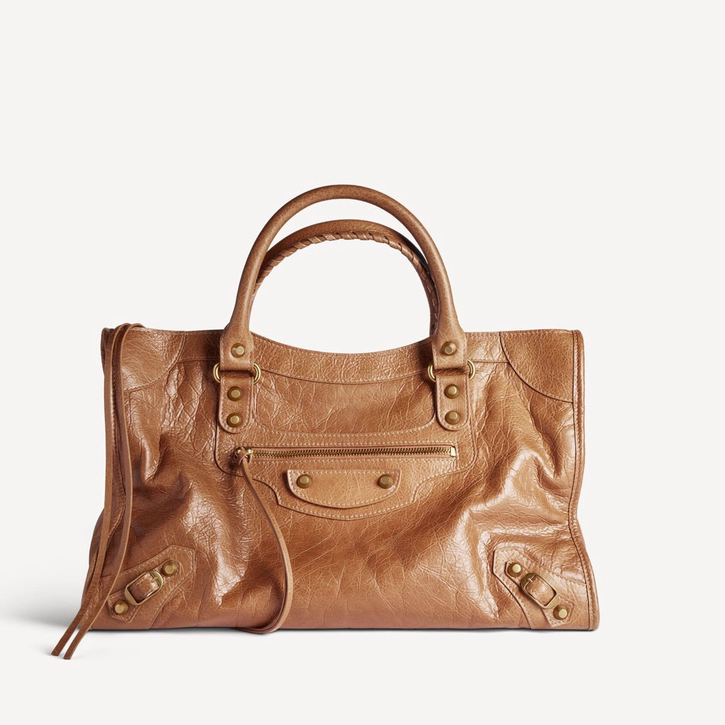 Prive - Balenciaga Le City Women Shoulder Bag | Real Lambskin Leather with Zipper Pocket Removable Mirror