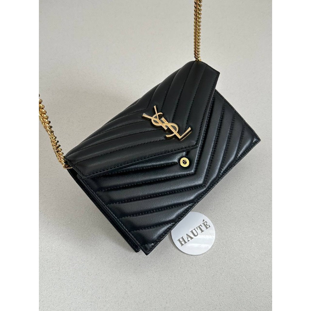 YSL Monogram Wallet on Chain size 19 in Lambskin Leather