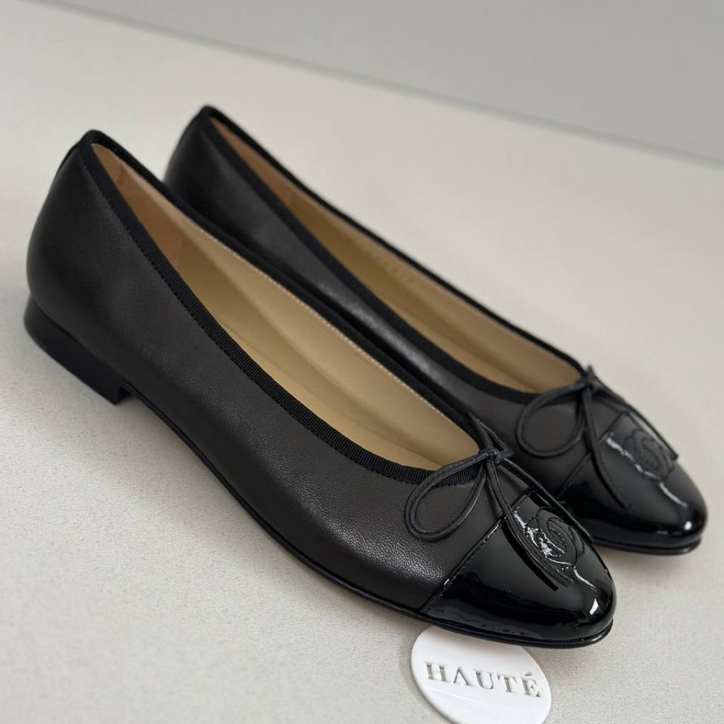 Chanel Ballet Logo Stitch Lambskin Leather Ballerina Flat | Women’s Flat Shoes Real leather